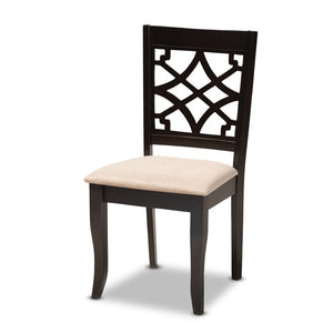 Baxton Studio Baxton Mael 5-Piece Modern Dining Set – Espresso Brown Oak Table & Upholstered Chairs for Style RH331C-Sand/Dark Brown-5PC Dining Set