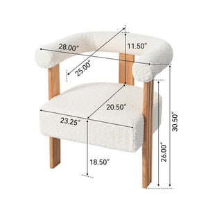 English Elm Christopher Knight Home® - Mid-Century Teddy Boucle Barrel Accent Chair with Solid Wood Frame, Plush Upholstery for Dining Room Comfort and Style N765P183819W