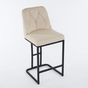 English Elm Set Of 2 Modern Upholstered Counter-Height Bar Stools With Button-Tufted Backrest - Beige Elegance W1901P225271-GIGA