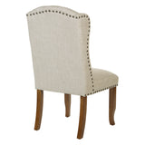 OSP Home Furnishings Jessica Tufted Wing Dining Chair Linen