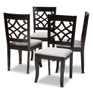 Baxton Studio Baxton Studio Mael Set of 4 Modern Grey Upholstered Dining Chairs with Espresso Wood Finish RH331C-Grey/Dark Brown-DC-4PK