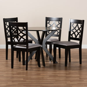 Baxton Studio Baxton Studio 5-Piece Modern Dining Set in Grey Fabric & Dark Brown Wood – Stylish & Space-Saving Elena-Grey/Dark Brown-5PC Dining Set
