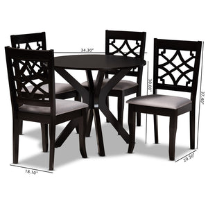 Baxton Studio Baxton Studio 5-Piece Modern Dining Set in Grey Fabric & Dark Brown Wood – Stylish & Space-Saving Elena-Grey/Dark Brown-5PC Dining Set
