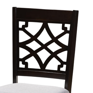 Baxton Studio Baxton Mya 5-Piece Dining Set - Modern Grey Upholstered Chairs & Dark Brown Wood Table for Elegance Mya-Grey/Dark Brown-5PC Dining Set