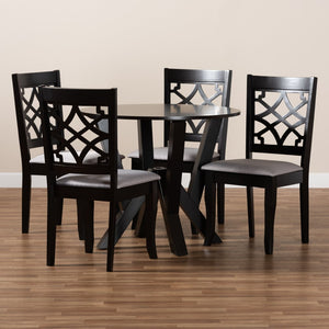 Baxton Studio Baxton Studio Alisa 5-Piece Modern Dining Set with Grey Upholstered Chairs & Dark Brown Table Alisa-Grey/Dark Brown-5PC Dining Set