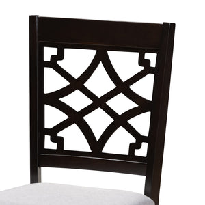 Baxton Studio Baxton Modern Mael 5-Piece Grey Upholstered Dining Set with Espresso Oak Finish for Stylish Meals RH331C-Grey/Dark Brown-5PC Dining Set
