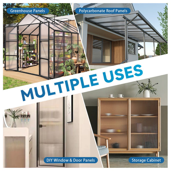 English Elm 6 Twin Wall Polycarbonate Greenhouse Panels Uv Blocking Thermal Insulated Roofing W3213P458668