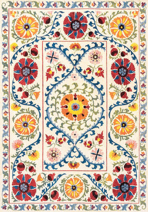 Louis De Poortere Antiquarian Suzani - Timeless Elegance In Vibrant Colors Inspired By Central Asian Embroidery Design Beige,Multi 100% Pet Poly (40% Rpet) 118633-louis-de-poortere