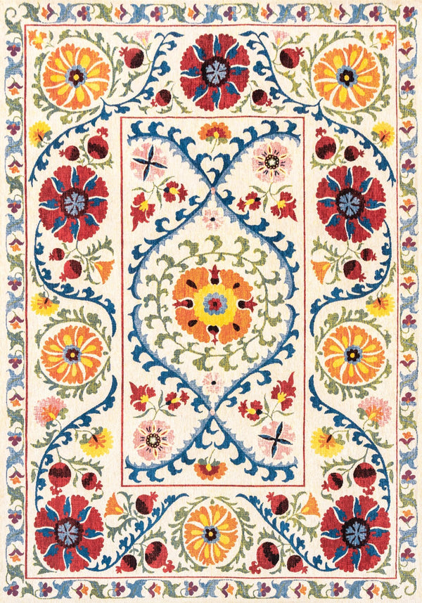 Louis De Poortere Antiquarian Suzani - Timeless Elegance In Vibrant Colors Inspired By Central Asian Embroidery Design Beige,Multi 100% Pet Poly (40% Rpet) 118633-louis-de-poortere