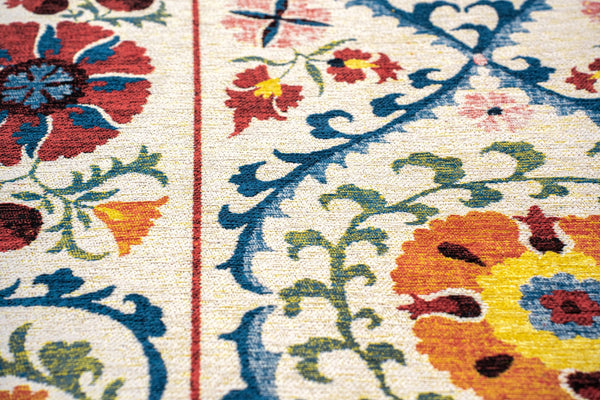Louis De Poortere Antiquarian Suzani - Timeless Elegance In Vibrant Colors Inspired By Central Asian Embroidery Design Beige,Multi 100% Pet Poly (40% Rpet) 118633-louis-de-poortere