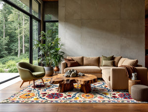 Louis De Poortere Antiquarian Suzani - Timeless Elegance In Vibrant Colors Inspired By Central Asian Embroidery Design Beige,Multi 100% Pet Poly (40% Rpet) 118633-louis-de-poortere