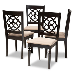 Baxton Studio Baxton Renaud Modern Dining Chair Set of 4 - Sand Upholstered, Espresso Oak Frame, Comfort & Style RH332C-Sand/Dark Brown-DC-4PK