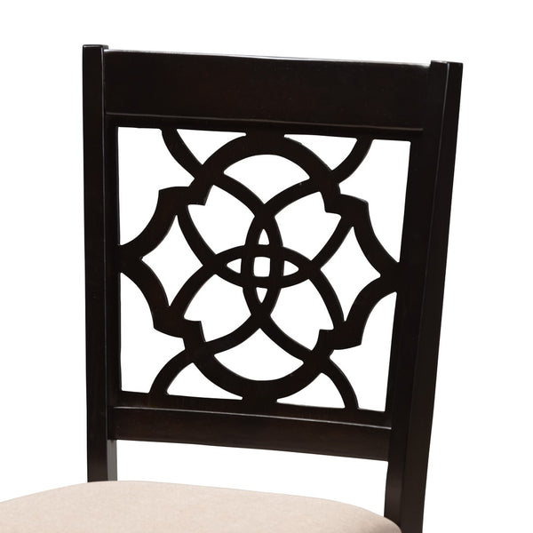 Baxton Studio Baxton Studio Sadie 5-Piece Dining Set in Beige Fabric & Espresso Wood - Modern Elegance for Small Spaces Sadie-Sand/Dark Brown-5PC Dining Set