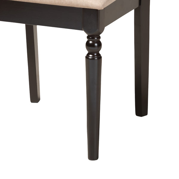 Baxton Studio Baxton Studio Sadie 5-Piece Dining Set in Beige Fabric & Espresso Wood - Modern Elegance for Small Spaces Sadie-Sand/Dark Brown-5PC Dining Set