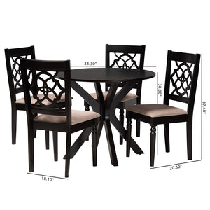 Baxton Studio Baxton Studio Sadie 5-Piece Dining Set in Beige Fabric & Espresso Wood - Modern Elegance for Small Spaces Sadie-Sand/Dark Brown-5PC Dining Set