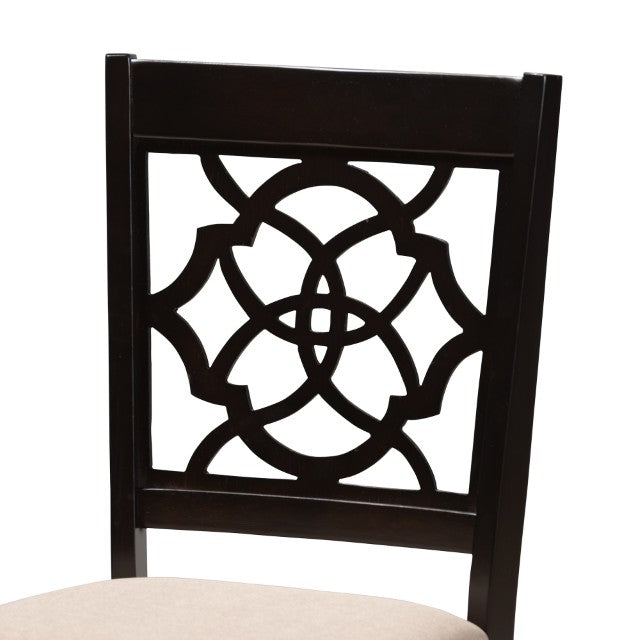 Baxton Studio Baxton Renaud Modern Dining Chair Set of 4 - Sand Upholstered, Espresso Oak Frame, Comfort & Style RH332C-Sand/Dark Brown-DC-4PK