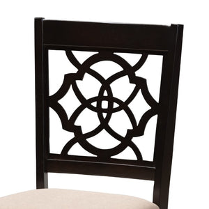 Baxton Studio Baxton Renaud Modern Dining Chair Set of 4 - Sand Upholstered, Espresso Oak Frame, Comfort & Style RH332C-Sand/Dark Brown-DC-4PK