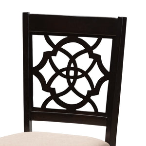 Baxton Studio Baxton Renaud 5-Piece Dining Set: Modern Oak Table & Upholstered Chairs in Espresso Finish RH332C-Sand/Dark Brown-5PC Dining Set