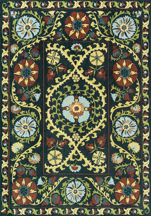 Louis De Poortere Antiquarian Suzani - Timeless Elegance In Vibrant Colors Inspired By Central Asian Embroidery Design Green,Multi 100% Pet Poly (40% Rpet) 118635-louis-de-poortere