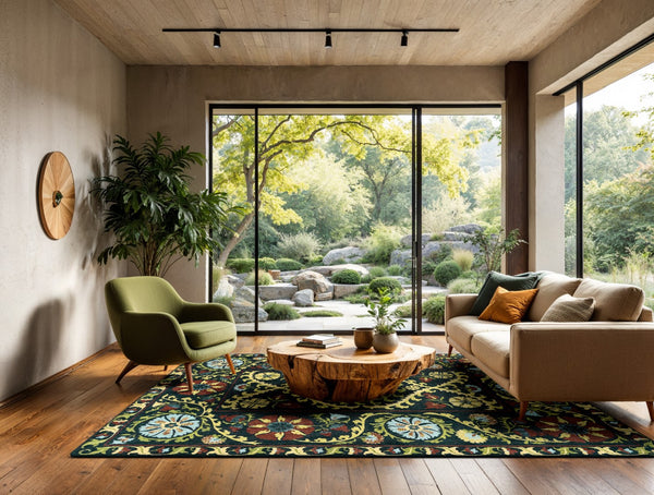 Louis De Poortere Antiquarian Suzani - Timeless Elegance In Vibrant Colors Inspired By Central Asian Embroidery Design Green,Multi 100% Pet Poly (40% Rpet) 118635-louis-de-poortere