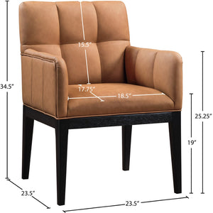 Meridian Furniture Adrian Vegan Leather Dining Arm Chair with Solid Wood Frame for Modern Home Seating Cognac 972 972Cognac-AC