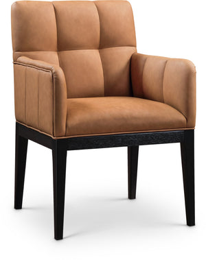 Meridian Furniture Adrian Vegan Leather Dining Arm Chair with Solid Wood Frame for Modern Home Seating Cognac 972 972Cognac-AC