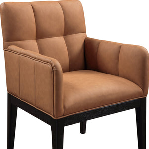 Meridian Furniture Adrian Vegan Leather Dining Arm Chair with Solid Wood Frame for Modern Home Seating Cognac 972 972Cognac-AC