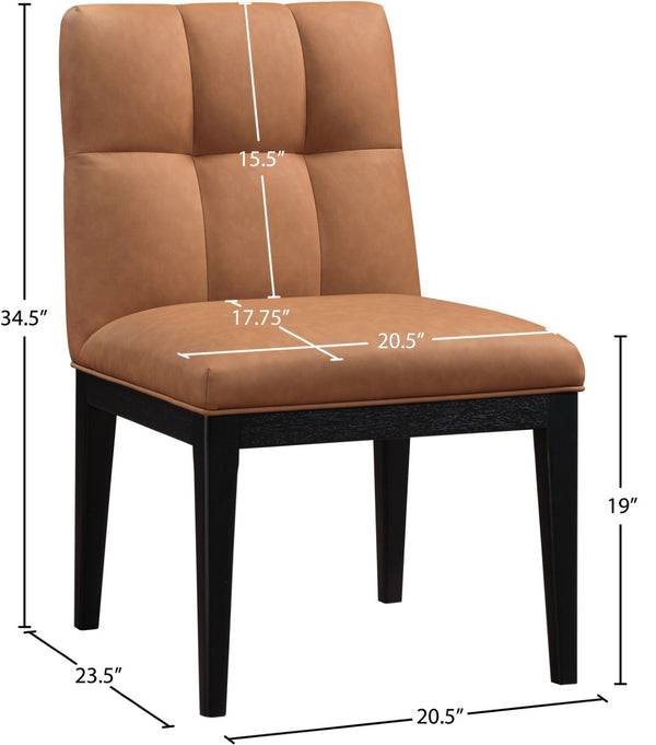 Meridian Furniture Adrian Vegan Leather Dining Chair with Solid Wood Legs Modern Upholstered Seat for Any Room Cognac Set of 2 972Cognac-SC