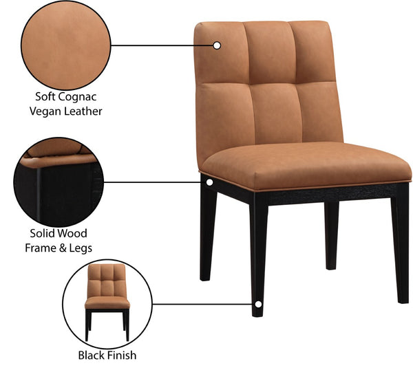 Meridian Furniture Adrian Vegan Leather Dining Chair with Solid Wood Legs Modern Upholstered Seat for Any Room Cognac Set of 2 972Cognac-SC