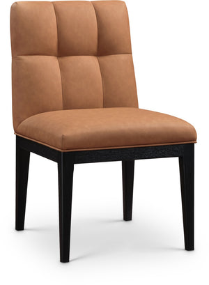 Meridian Furniture Adrian Vegan Leather Dining Chair with Solid Wood Legs Modern Upholstered Seat for Any Room Cognac Set of 2 972Cognac-SC