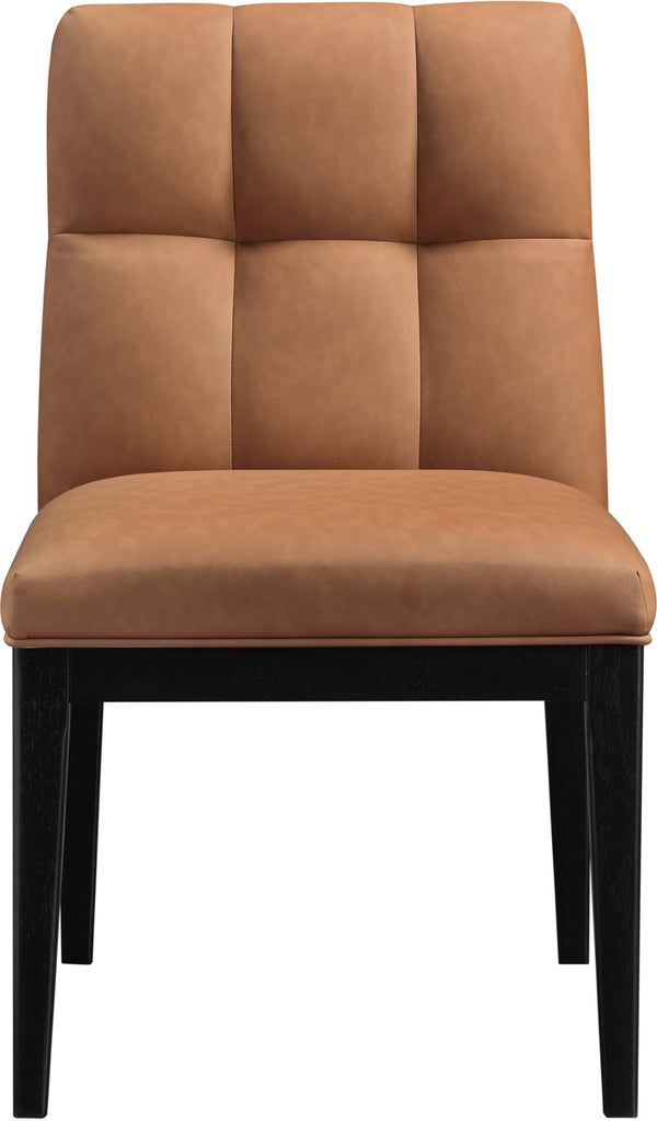 Meridian Furniture Adrian Vegan Leather Dining Chair with Solid Wood Legs Modern Upholstered Seat for Any Room Cognac Set of 2 972Cognac-SC