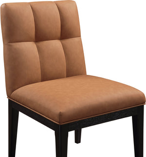 Meridian Furniture Adrian Vegan Leather Dining Chair with Solid Wood Legs Modern Upholstered Seat for Any Room Cognac Set of 2 972Cognac-SC