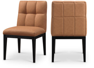 Meridian Furniture Adrian Vegan Leather Dining Chair with Solid Wood Legs Modern Upholstered Seat for Any Room Cognac Set of 2 972Cognac-SC