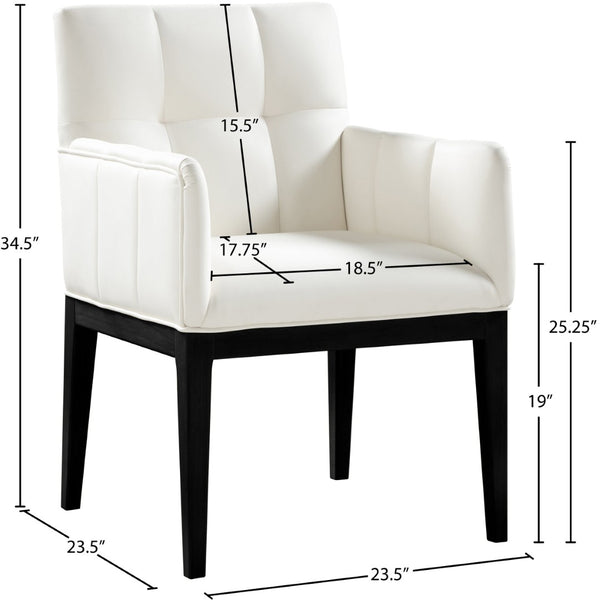 Meridian Furniture Adrian Vegan Leather Dining Arm Chair with Solid Wood Frame for Modern Home Seating Cream 972 972Cream-AC