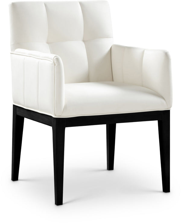 Meridian Furniture Adrian Vegan Leather Dining Arm Chair with Solid Wood Frame for Modern Home Seating Cream 972 972Cream-AC