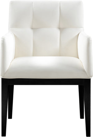 Meridian Furniture Adrian Vegan Leather Dining Arm Chair with Solid Wood Frame for Modern Home Seating Cream 972 972Cream-AC