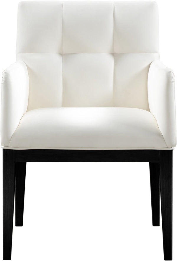 Meridian Furniture Adrian Vegan Leather Dining Arm Chair with Solid Wood Frame for Modern Home Seating Cream 972 972Cream-AC