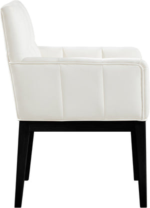 Meridian Furniture Adrian Vegan Leather Dining Arm Chair with Solid Wood Frame for Modern Home Seating Cream 972 972Cream-AC