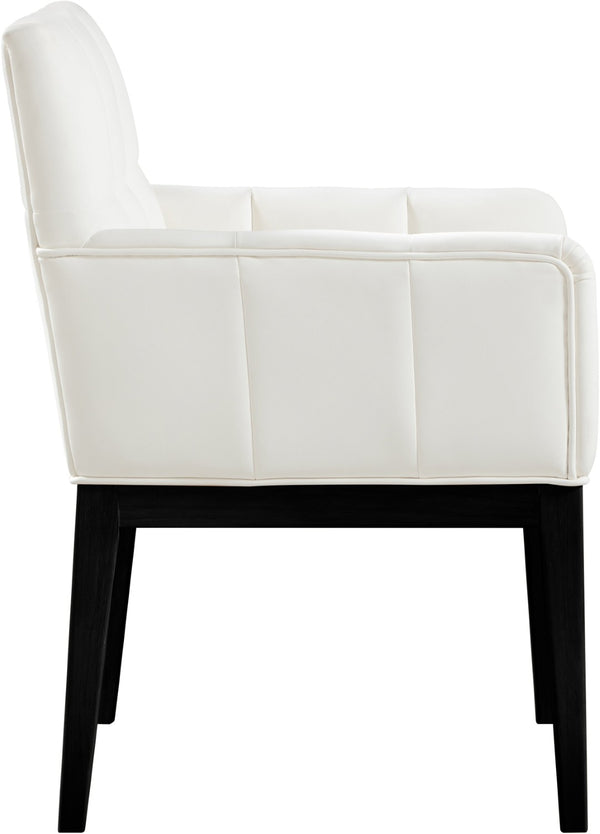 Meridian Furniture Adrian Vegan Leather Dining Arm Chair with Solid Wood Frame for Modern Home Seating Cream 972 972Cream-AC
