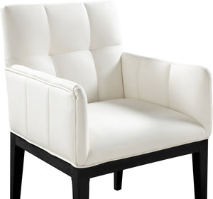 Meridian Furniture Adrian Vegan Leather Dining Arm Chair with Solid Wood Frame for Modern Home Seating Cream 972 972Cream-AC