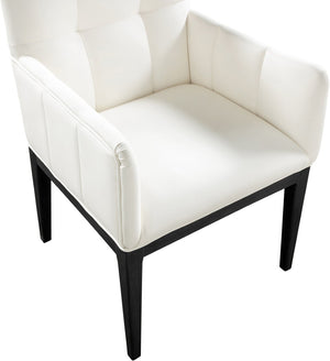 Meridian Furniture Adrian Vegan Leather Dining Arm Chair with Solid Wood Frame for Modern Home Seating Cream 972 972Cream-AC