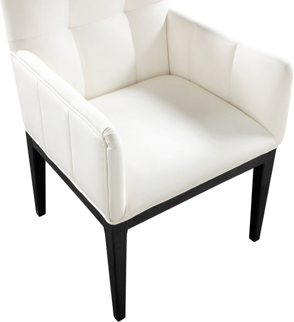 Meridian Furniture Adrian Vegan Leather Dining Arm Chair with Solid Wood Frame for Modern Home Seating Cream 972 972Cream-AC