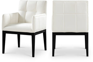 Meridian Furniture Adrian Vegan Leather Dining Arm Chair with Solid Wood Frame for Modern Home Seating Cream 972 972Cream-AC