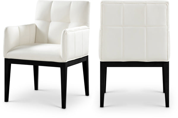 Meridian Furniture Adrian Vegan Leather Dining Arm Chair with Solid Wood Frame for Modern Home Seating Cream 972 972Cream-AC