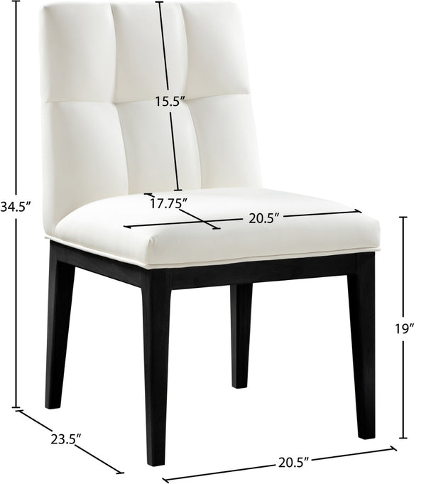 Meridian Furniture Adrian Vegan Leather Dining Chair with Solid Wood Legs Modern Upholstered Seat for Any Room Cream Set of 2 972Cream-SC
