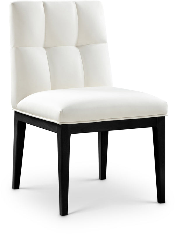 Meridian Furniture Adrian Vegan Leather Dining Chair with Solid Wood Legs Modern Upholstered Seat for Any Room Cream Set of 2 972Cream-SC