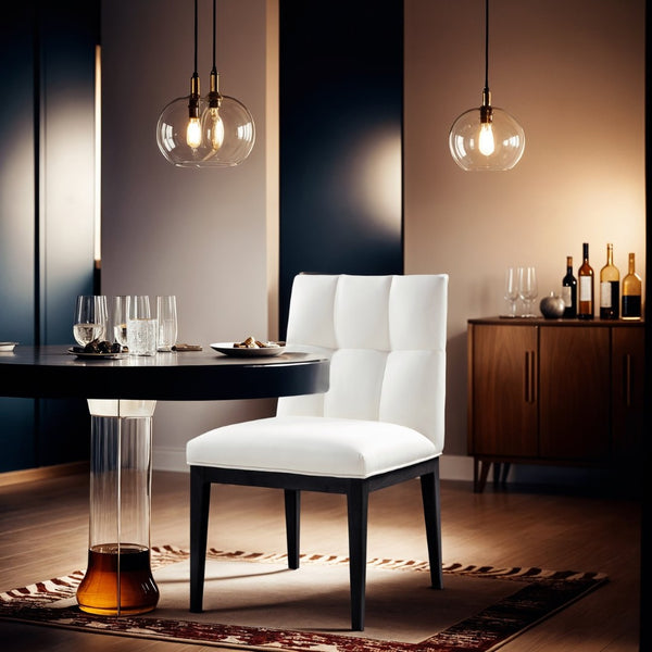 Meridian Furniture Adrian Vegan Leather Dining Chair with Solid Wood Legs Modern Upholstered Seat for Any Room Cream Set of 2 972Cream-SC