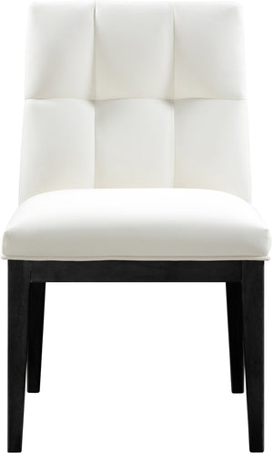 Meridian Furniture Adrian Vegan Leather Dining Chair with Solid Wood Legs Modern Upholstered Seat for Any Room Cream Set of 2 972Cream-SC