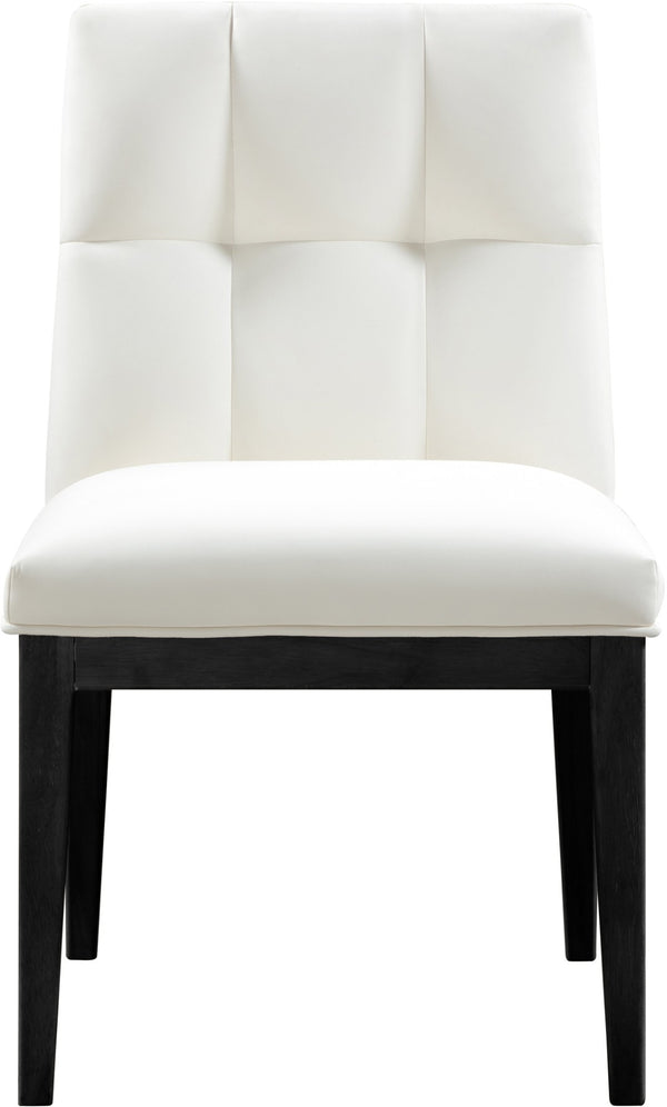 Meridian Furniture Adrian Vegan Leather Dining Chair with Solid Wood Legs Modern Upholstered Seat for Any Room Cream Set of 2 972Cream-SC