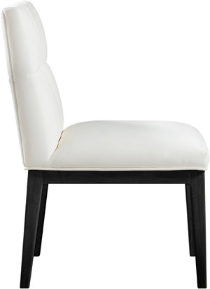 Meridian Furniture Adrian Vegan Leather Dining Chair with Solid Wood Legs Modern Upholstered Seat for Any Room Cream Set of 2 972Cream-SC